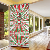 Burundi Pride Beat Of 1962 Independence Day Door Cover Traditional Karyenda Drummer Art With Flag Sunburst Design
