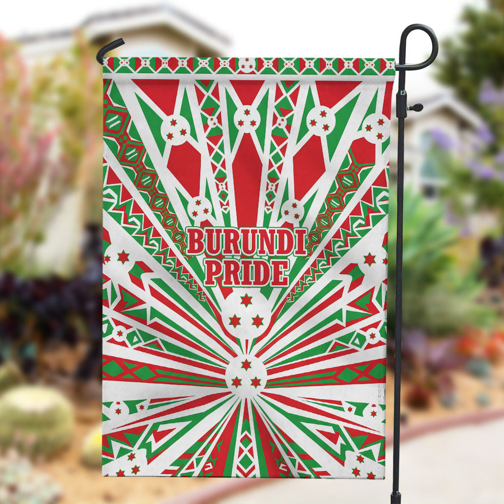 Burundi Pride Beat Of 1962 Independence Day Garden Flag Traditional Karyenda Drummer Art With Flag Sunburst Design