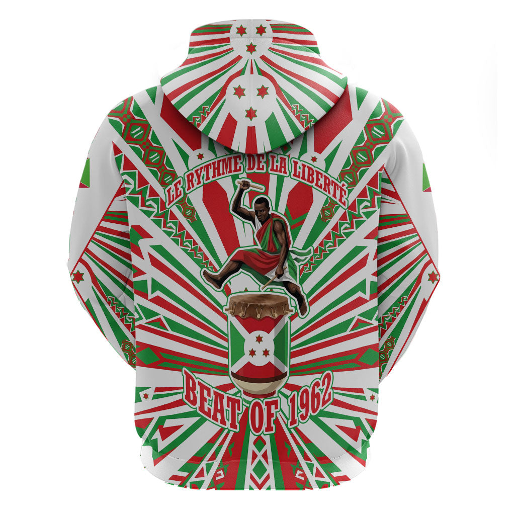 Burundi Pride Beat Of 1962 Independence Day Hoodie Traditional Karyenda Drummer Art With Flag Sunburst Design