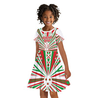 Burundi Pride Beat Of 1962 Independence Day Kid Short Sleeve Dress Traditional Karyenda Drummer Art With Flag Sunburst Design
