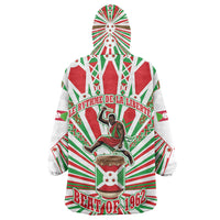 Burundi Pride Beat Of 1962 Independence Day Kid Wearable Blanket Hoodie Traditional Karyenda Drummer Art With Flag Sunburst Design