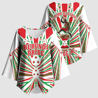 Burundi Pride Beat Of 1962 Independence Day Kimono Sleeve Blouse Traditional Karyenda Drummer Art With Flag Sunburst Design