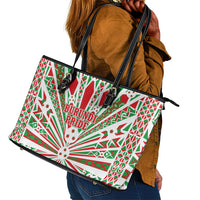 Burundi Pride Beat Of 1962 Independence Day Leather Tote Bag Traditional Karyenda Drummer Art With Flag Sunburst Design