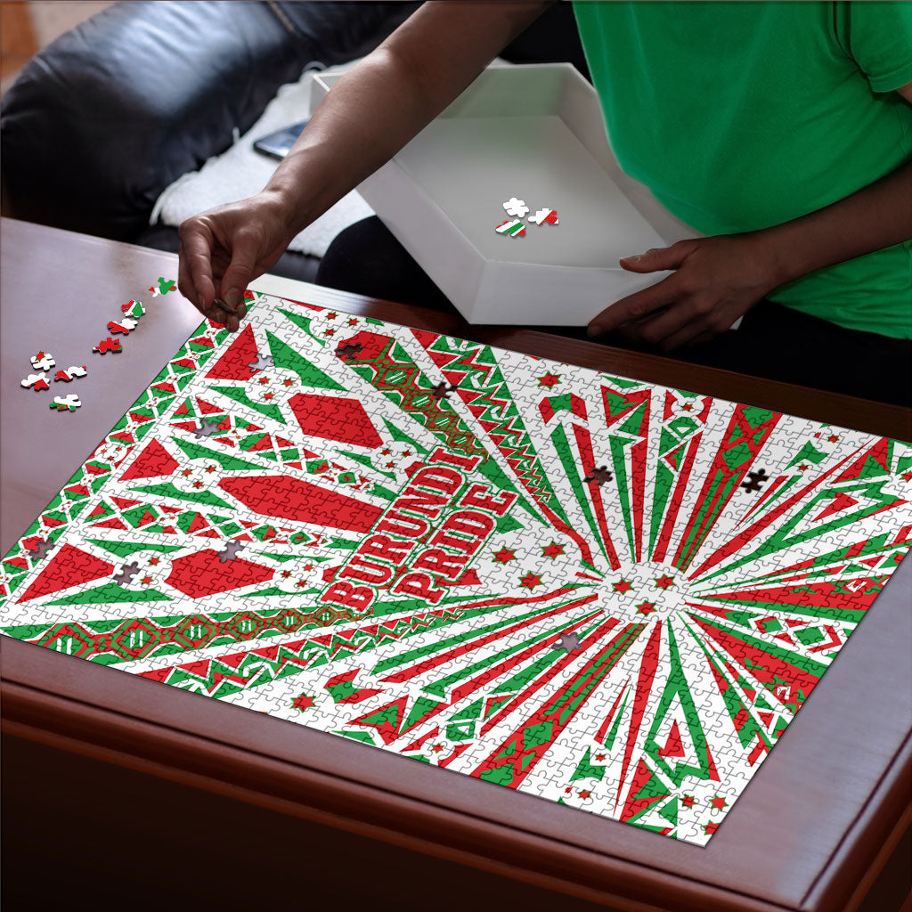 Burundi Pride Beat Of 1962 Independence Day Puzzle Traditional Karyenda Drummer Art With Flag Sunburst Design
