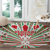 Burundi Pride Beat Of 1962 Independence Day Round Carpet Traditional Karyenda Drummer Art With Flag Sunburst Design