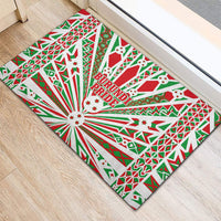 Burundi Pride Beat Of 1962 Independence Day Rubber Doormat Traditional Karyenda Drummer Art With Flag Sunburst Design