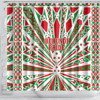 Burundi Pride Beat Of 1962 Independence Day Shower Curtain Traditional Karyenda Drummer Art With Flag Sunburst Design