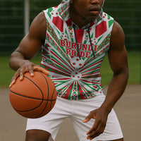 Burundi Pride Beat Of 1962 Independence Day Sleeveless Hoodie Traditional Karyenda Drummer Art With Flag Sunburst Design