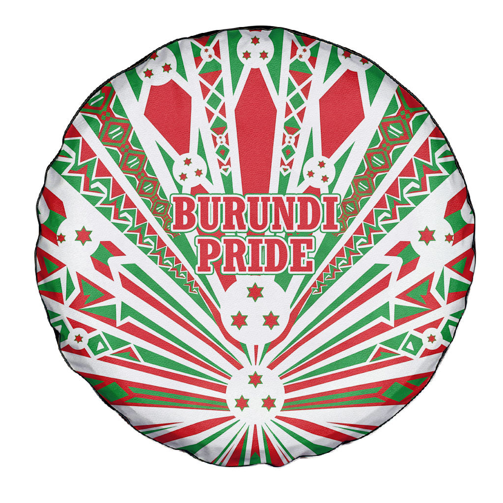 Burundi Pride Beat Of 1962 Independence Day Spare Tire Cover Traditional Karyenda Drummer Art With Flag Sunburst Design