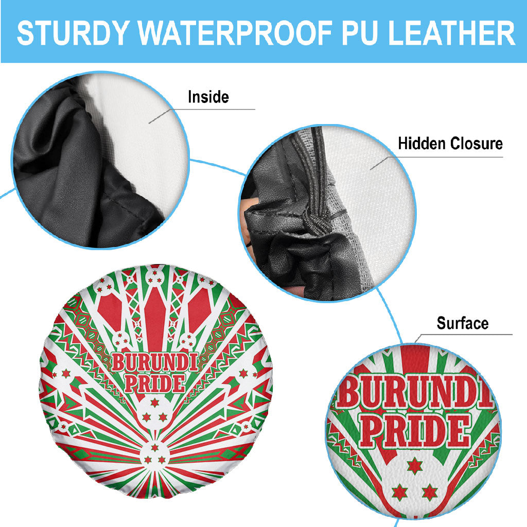 Burundi Pride Beat Of 1962 Independence Day Spare Tire Cover Traditional Karyenda Drummer Art With Flag Sunburst Design
