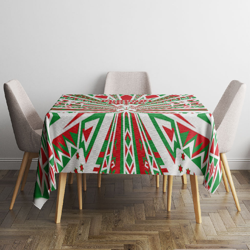 Burundi Pride Beat Of 1962 Independence Day Tablecloth Traditional Karyenda Drummer Art With Flag Sunburst Design