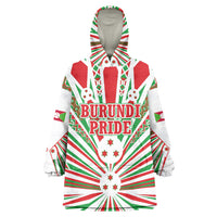 Burundi Pride Beat Of 1962 Independence Day Wearable Blanket Hoodie Traditional Karyenda Drummer Art With Flag Sunburst Design