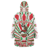 Burundi Pride Beat Of 1962 Independence Day Wearable Blanket Hoodie Traditional Karyenda Drummer Art With Flag Sunburst Design