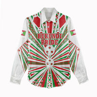 Burundi Pride Beat Of 1962 Independence Day Women Casual Shirt Traditional Karyenda Drummer Art With Flag Sunburst Design