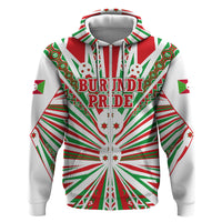 Burundi Pride Beat Of 1962 Independence Day Zip Hoodie Traditional Karyenda Drummer Art With Flag Sunburst Design