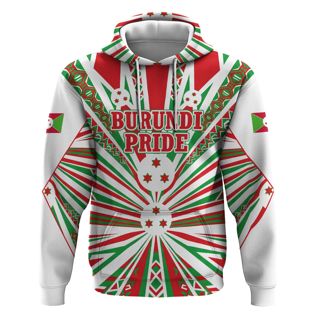 Burundi Pride Beat Of 1962 Independence Day Zip Hoodie Traditional Karyenda Drummer Art With Flag Sunburst Design