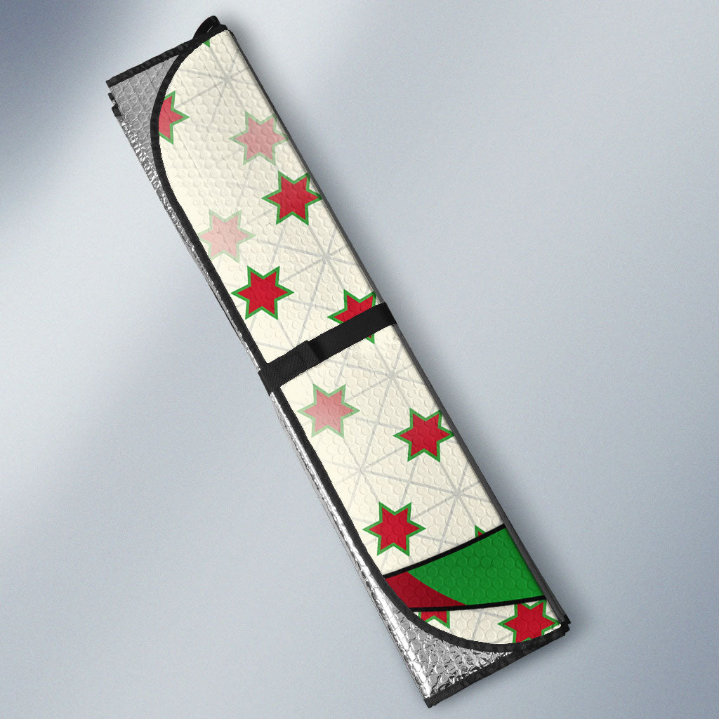 Burundi 1st July Independence Day Auto Sun Shade Patriotic Flag Portrait Art - Geometric Star Pattern
