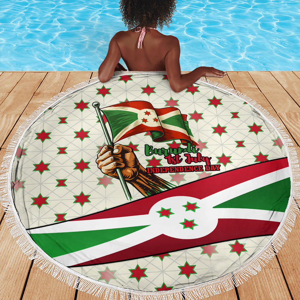 Burundi 1st July Independence Day Beach Blanket Patriotic Flag Portrait Art - Geometric Star Pattern