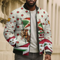 Burundi 1st July Independence Day Bomber Puffer Jacket Patriotic Flag Portrait Art - Geometric Star Pattern