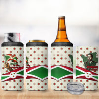 Burundi 1st July Independence Day 4 in 1 Can Cooler Tumbler Patriotic Flag Portrait Art - Geometric Star Pattern