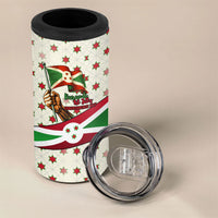 Burundi 1st July Independence Day 4 in 1 Can Cooler Tumbler Patriotic Flag Portrait Art - Geometric Star Pattern