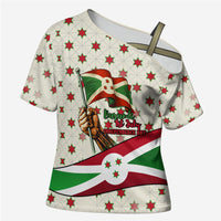 Burundi 1st July Independence Day Cross Shoulder Shirt Patriotic Flag Portrait Art - Geometric Star Pattern