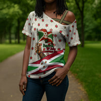 Burundi 1st July Independence Day Cross Shoulder Shirt Patriotic Flag Portrait Art - Geometric Star Pattern