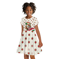 Burundi 1st July Independence Day Kid Short Sleeve Dress Patriotic Flag Portrait Art - Geometric Star Pattern
