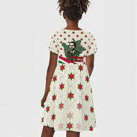 Burundi 1st July Independence Day Kid Short Sleeve Dress Patriotic Flag Portrait Art - Geometric Star Pattern