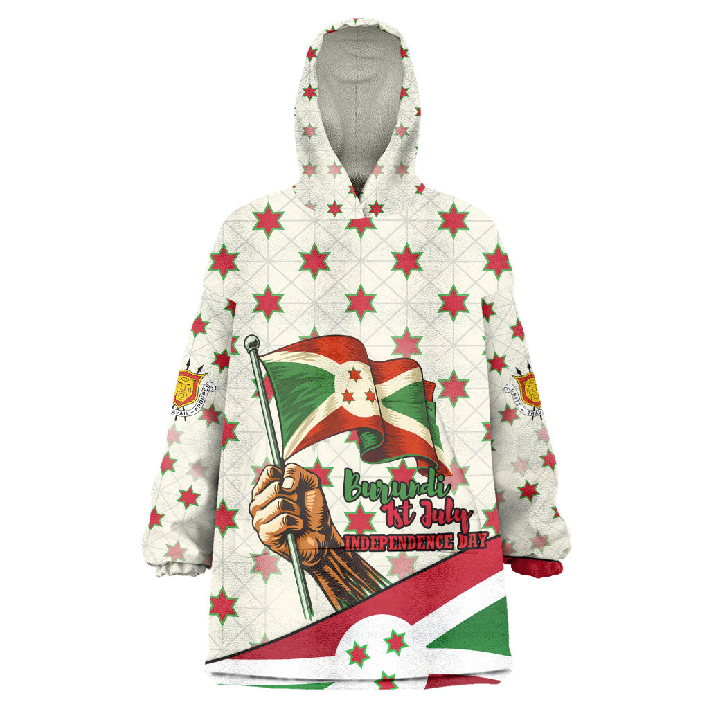 Burundi 1st July Independence Day Kid Wearable Blanket Hoodie Patriotic Flag Portrait Art - Geometric Star Pattern