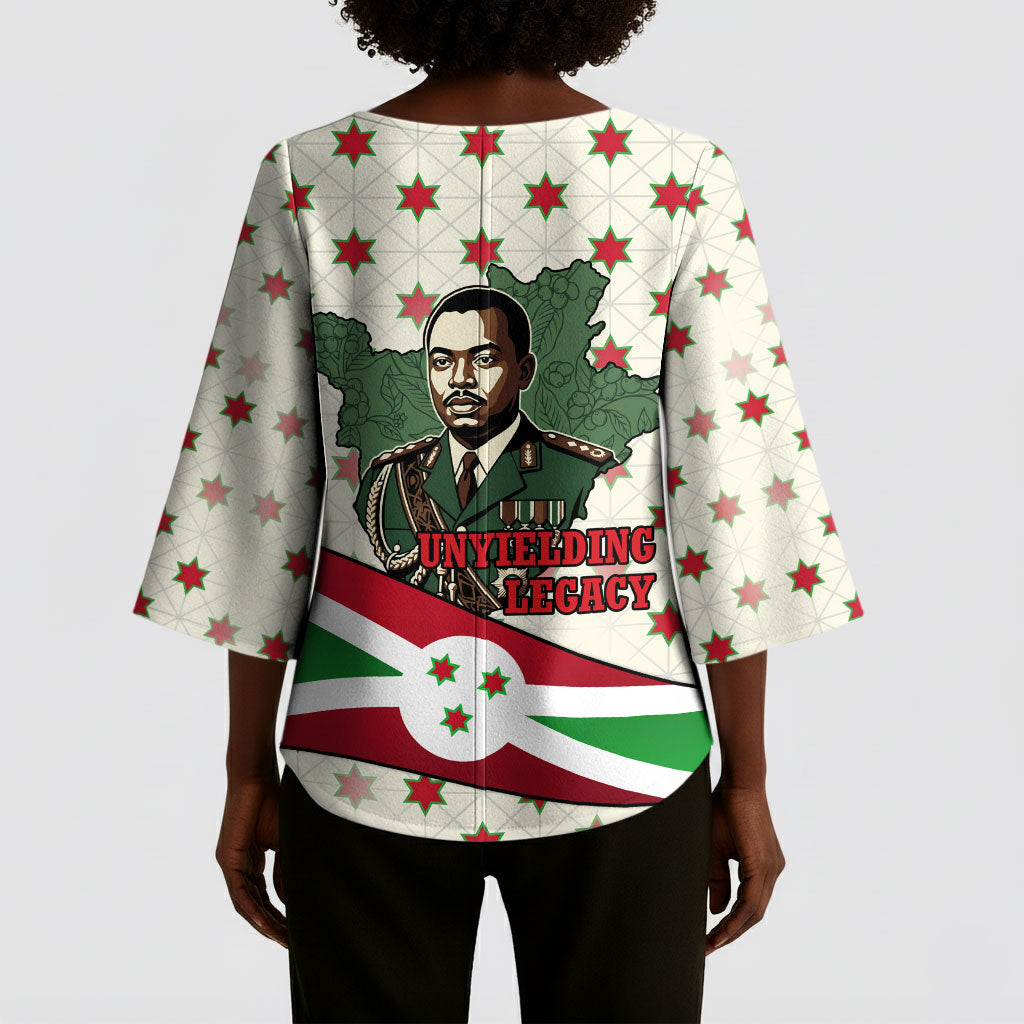 Burundi 1st July Independence Day Kimono Sleeve Blouse Patriotic Flag Portrait Art - Geometric Star Pattern