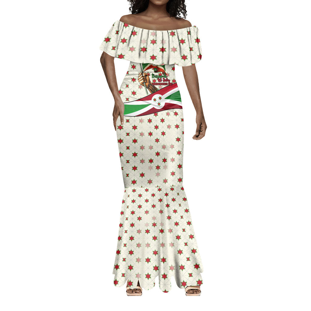Burundi 1st July Independence Day Mermaid Dress Patriotic Flag Portrait Art - Geometric Star Pattern