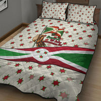 Burundi 1st July Independence Day Quilt Bed Set Patriotic Flag Portrait Art - Geometric Star Pattern