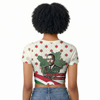 Burundi 1st July Independence Day Raglan Cropped T shirt Patriotic Flag Portrait Art - Geometric Star Pattern