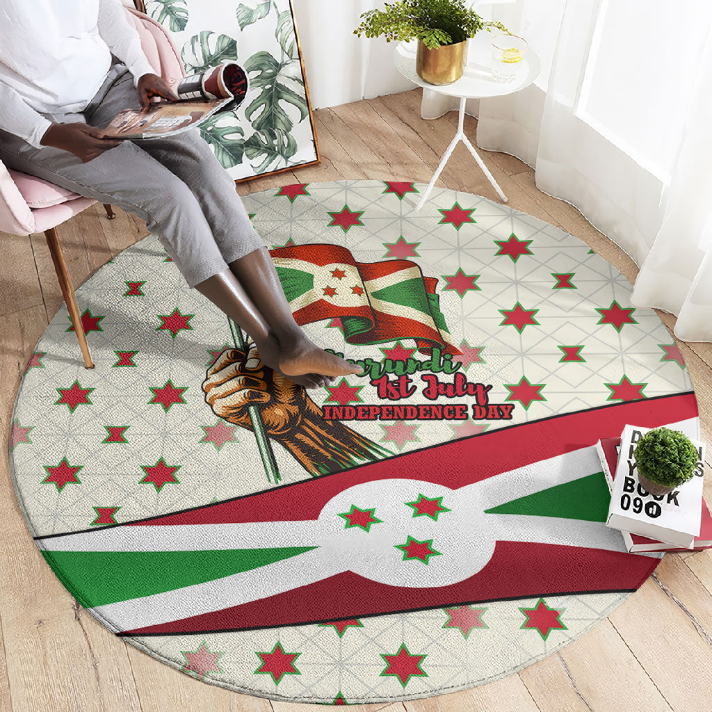 Burundi 1st July Independence Day Round Carpet Patriotic Flag Portrait Art - Geometric Star Pattern