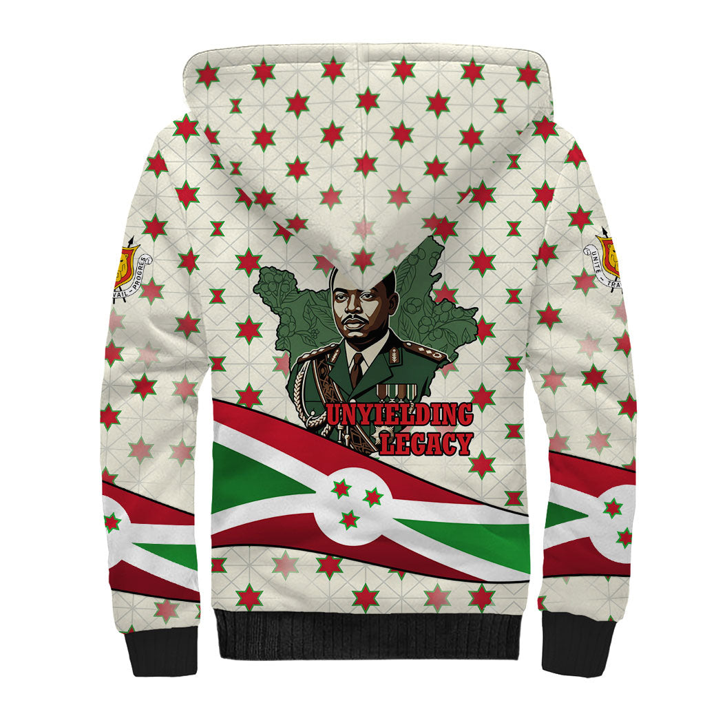 Burundi 1st July Independence Day Sherpa Hoodie Patriotic Flag Portrait Art - Geometric Star Pattern