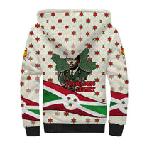 Burundi 1st July Independence Day Sherpa Hoodie Patriotic Flag Portrait Art - Geometric Star Pattern
