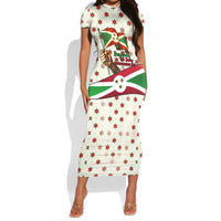 Burundi 1st July Independence Day Short Sleeve Bodycon Dress Patriotic Flag Portrait Art - Geometric Star Pattern