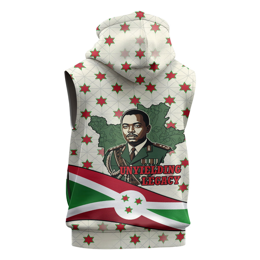 Burundi 1st July Independence Day Sleeveless Hoodie Patriotic Flag Portrait Art - Geometric Star Pattern