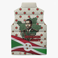 Burundi 1st July Independence Day Sleeveless Puffer Jacket Patriotic Flag Portrait Art - Geometric Star Pattern