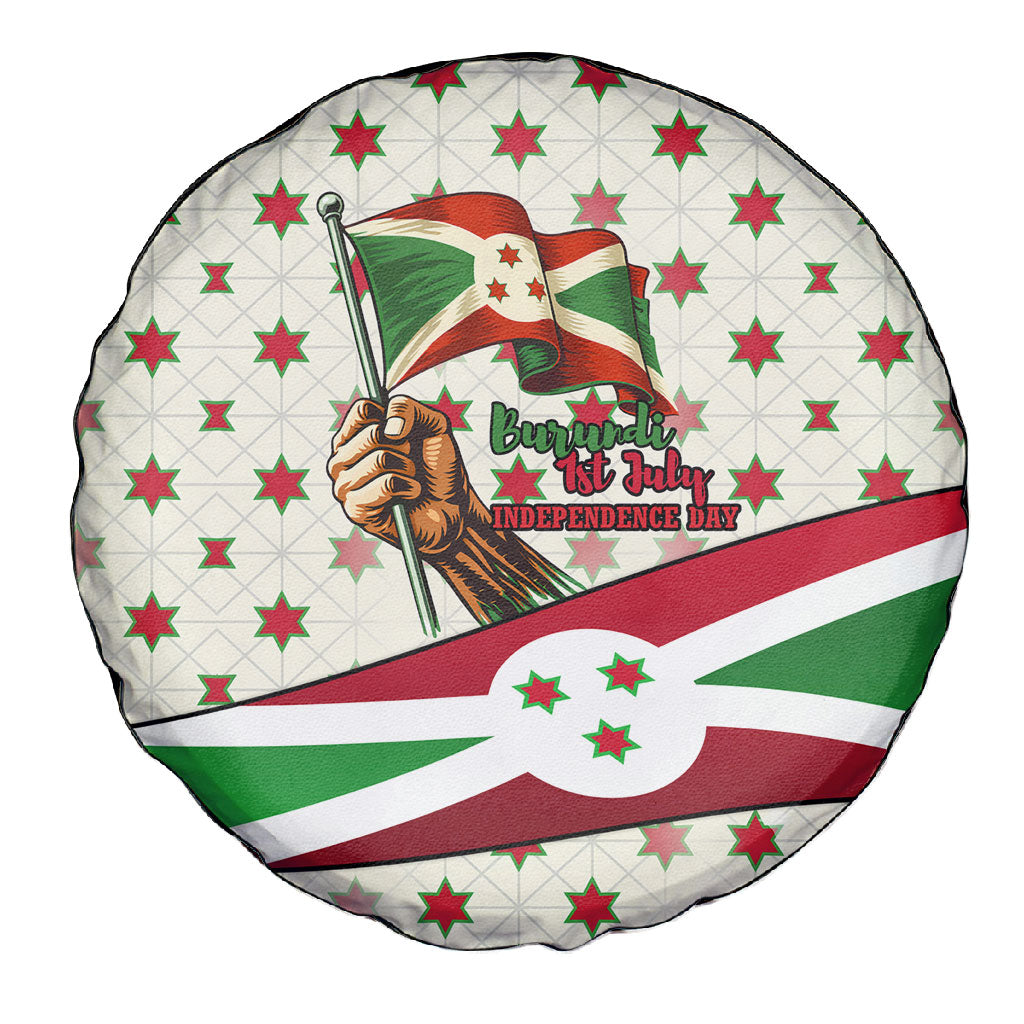 Burundi 1st July Independence Day Spare Tire Cover Patriotic Flag Portrait Art - Geometric Star Pattern