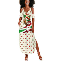 Burundi 1st July Independence Day Summer Maxi Dress Patriotic Flag Portrait Art - Geometric Star Pattern