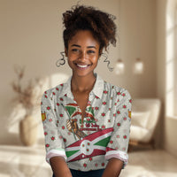 Burundi 1st July Independence Day Women Casual Shirt Patriotic Flag Portrait Art - Geometric Star Pattern