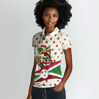 Burundi 1st July Independence Day Women Polo Shirt Patriotic Flag Portrait Art - Geometric Star Pattern