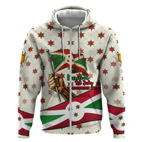 Burundi 1st July Independence Day Zip Hoodie Patriotic Flag Portrait Art - Geometric Star Pattern