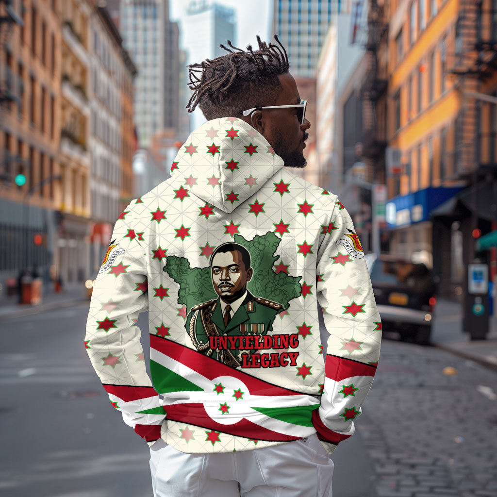 Burundi 1st July Independence Day Zip Hoodie Patriotic Flag Portrait Art - Geometric Star Pattern