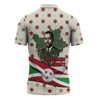 Burundi 1st July Independence Day Zipper Polo Shirt Patriotic Flag Portrait Art - Geometric Star Pattern