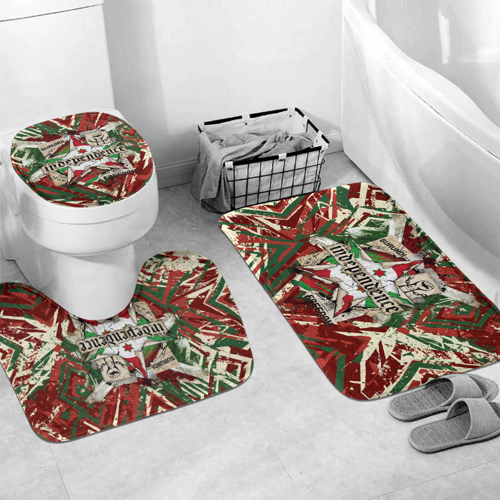 Burundi Independence Day Bathroom Set 1st July 1962 Distressed Grunge Flag Art - Broken Chains And Freedom Star