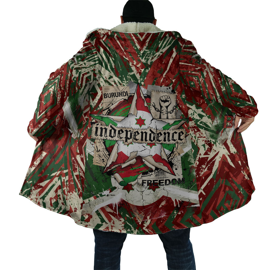 Burundi Independence Day Cloak 1st July 1962 Distressed Grunge Flag Art - Broken Chains And Freedom Star