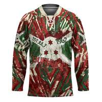 Burundi Independence Day Hockey Jersey 1st July 1962 Distressed Grunge Flag Art - Broken Chains And Freedom Star